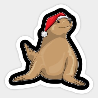 Seal Christmas Santa hat Sticker